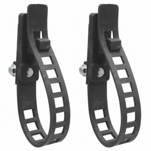 Two black rubber clamps